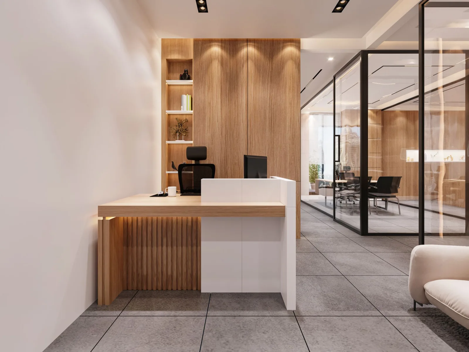 Habibler Clinic reception area: a calm, modern welcome desk in natural daylight